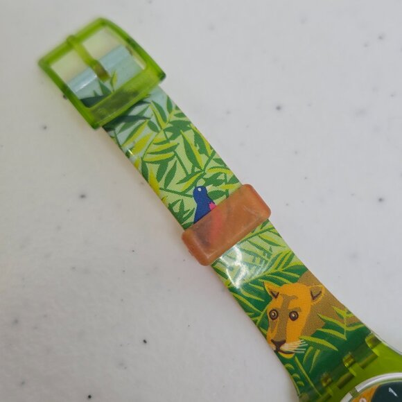 Rare Vintage Jungle Lion 25mm Swatch Watch Green Plastic Seerose LG110 1994 main image 16